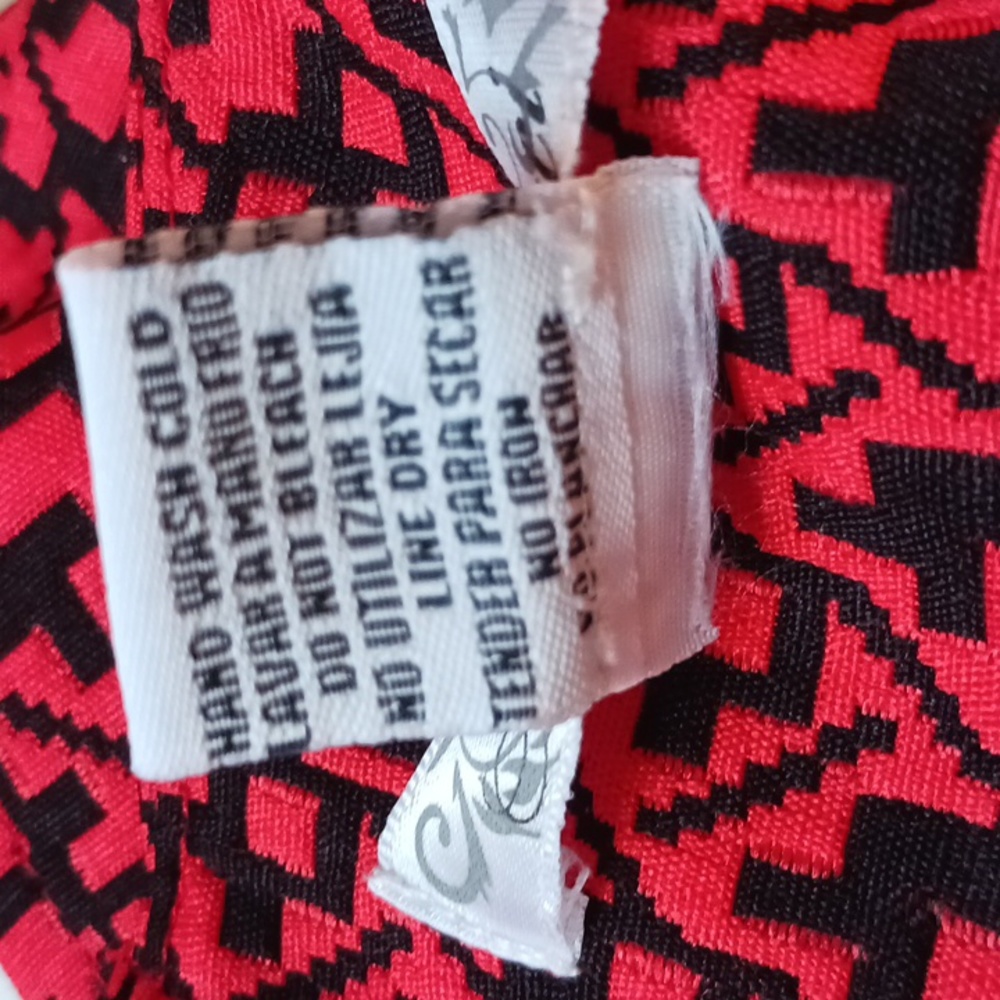 San Souci juniors red & black pattern mini-dress size L - Picture 9 of 9
